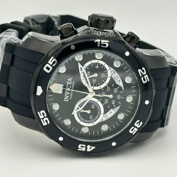 BRAND NEW Invicta Pro Diver Scuba JET BLACK Dial Chronograph Date Watch - Picture 9 of 9